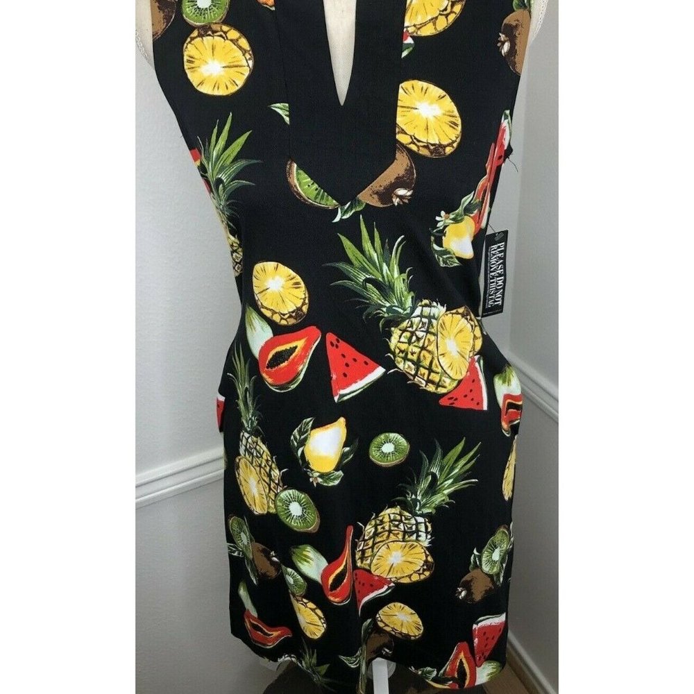 Women's New York & Co. X Small NWT Black Fruit Dress Side Pockets Stretch Cotton